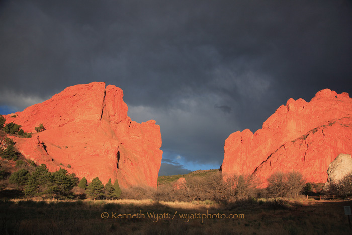 Garden of the Gods, Colorado Springs, Gateway Rocks, storm photo