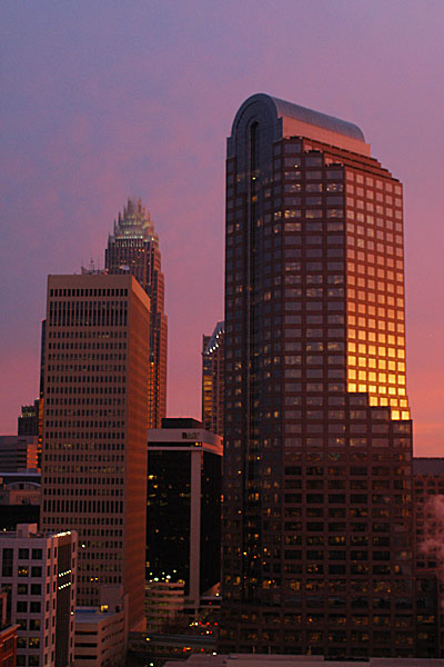 Charlotte, building, skyline, sunset, sunrise photo