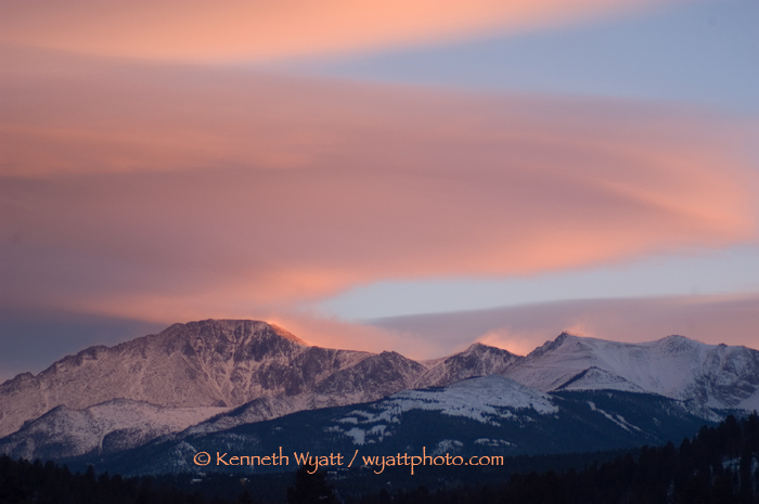 Pikes Peak, Colorado Springs, sunset, clouds photo